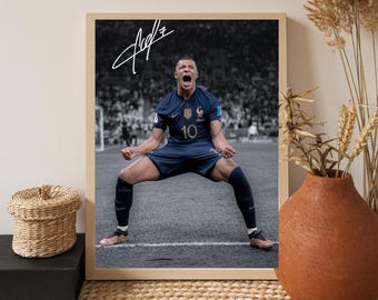 Kylian Mbappé Wall Art Poster  world cup hero art Football Superstar Soccer Room Decor