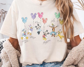 Retro Comfort Colors Disney Mickey And Friends Signatures Shirt,Disney Vacation Shirt, Magic Kingdom shirt Disneyland Tee, Disneyworld Shirt
