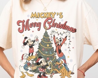 Retro Disney Mickey's Merry Christmas Shirt, Mickey And Friends Christmas Shirt, Disney Xmas Party Shirt, Retro Disney Christmas Shirt