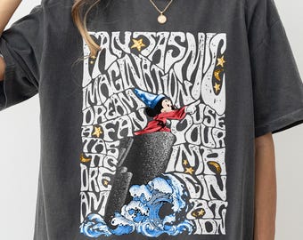 Comfort Color® Walt Disney Fantasia Mickey Watercolor T-Shirt, Fantasia Mickey Shirt, Mickey Sorcerer Tee, Disneyland Family Matching Shirt