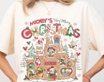 Maglietta retrò per la festa di Natale di Topolino, maglietta di pan di zenzero di Natale Disney, maglietta di Natale di Topolino e i suoi amici, maglietta per le vacanze in famiglia WDW