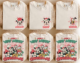 Custom Mickey's Very Merry Christmas Shirt, Disney Christmas All Characters Shirt, Disney Family Christmas Shirt, Group Matching Xmas Shirt
