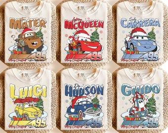 Merry Christmas Cars 2025 Shirt, Lightning Mcqueen Christmas Shirt, Sally Mater Doc Hudson Christmas Shirt, Cars Christmas Matching Shirt