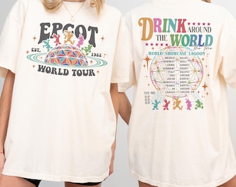 2 Sides Epcot World Tour Shirt, Drink Around The World Shirt, Disney Group Trip Shirt, Epcot Disney World Shirt, Family Vacation Matching