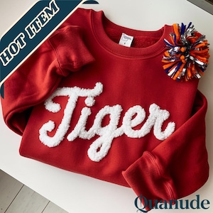 Custom Sport Team Chenille yarn Embroidered Shirt, School Spirit Mascot Sweatshirt, Custom Football Team Sweatshirt