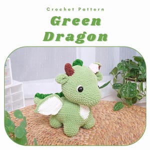 Crochet Green Dragon Pattern PDF, Amigurumi Dragon Plushie Tutorial, Fantasy Creature Crochet, DIY Stuffed Toy, Cute Kawaii Dragon