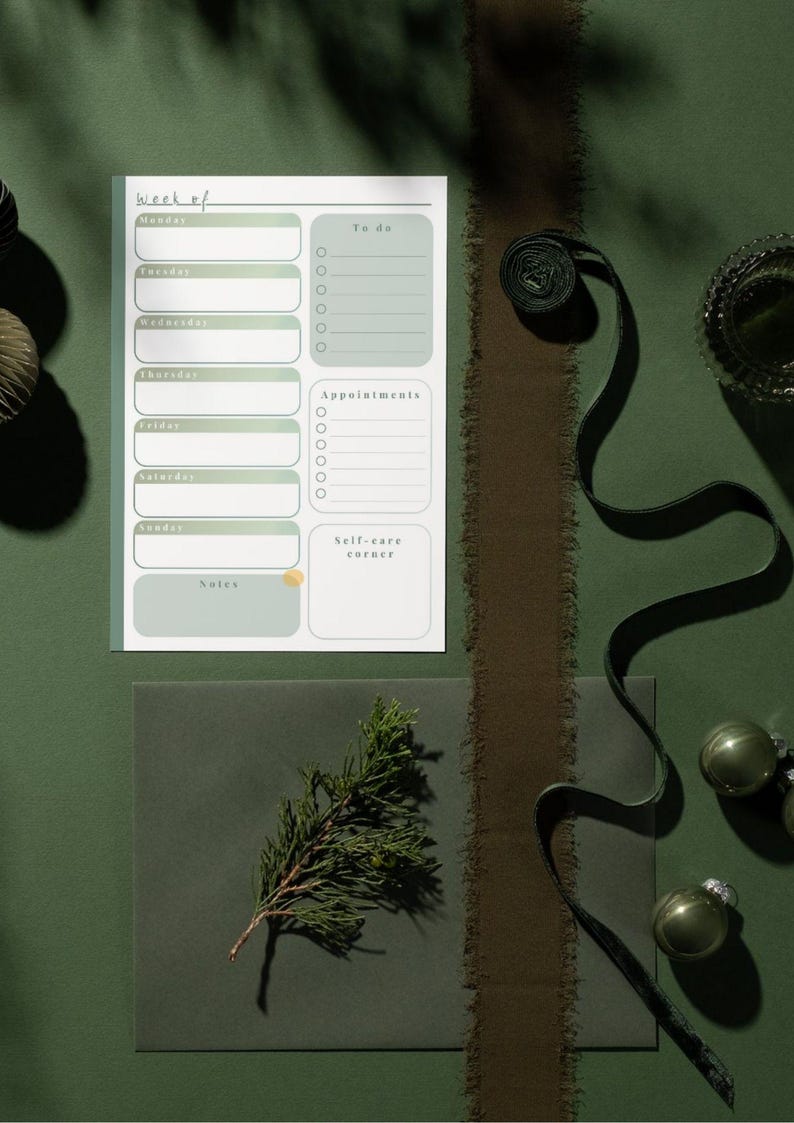 Minimalist Weekly Planner Printable – A4 Digital Download – Sage Green ...