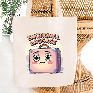 Emotionales Gepäck Einkaufstasche | Lustiges Geschenk für psychische Gesundheit | Therapie-inspirierte Leinentasche | Überdenker Humor | Umweltfreundliche Tasche | Lustiges Geschenk