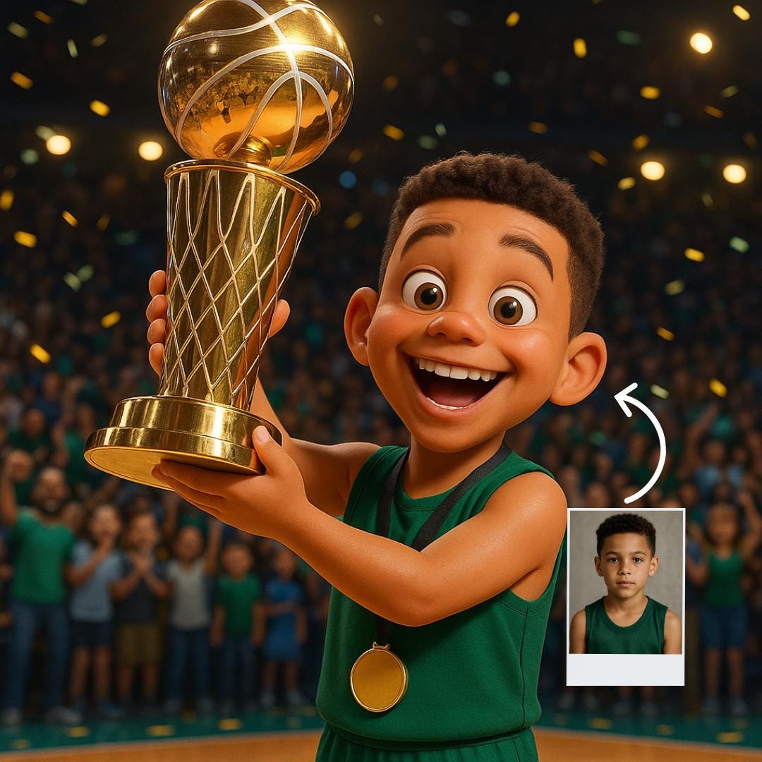 Custom Basketball Pixar-style Cartoon Portrait | NBA / WNBA Trophy ...