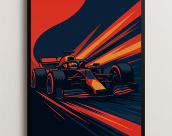 Abstraktes Formel-1-Rennposter | Moderner F1-Auto-Kunstdruck