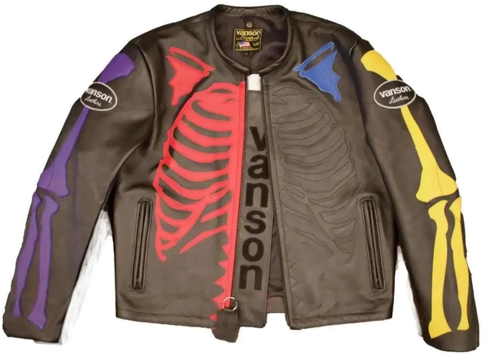 Vanson Skeleton Leather Jacket Red - Etsy