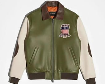 Handmade Avirex Leather Jacket Custom Made Genuine Cowhide Leather Avirex Biker Racing Jacket New Style Fashion Jacket Best Gift for Riders