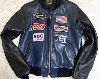 Nuova giacca da motociclista in pelle Vanson Giacca in pelle Vanson con design iconico per motociclisti Vera pelle di vacchetta, il miglior regalo per motociclisti