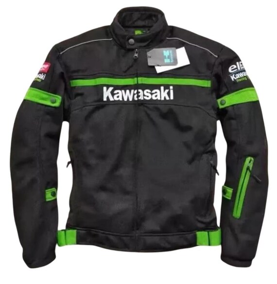 All Season Kawasaki Motorcycle Riding Jacket Mesh Fabric Motorcycle Racing Kawasaki Jacket Lightweight Windproof Biker Jacket Gift for him