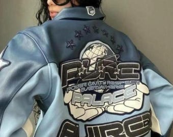 Mens Avirex Real Leather Bomber Jacket Pure Palace Genuine cowhide Leather Material Front Back Embroidery Streetwear Fashion Jacket Gift Him