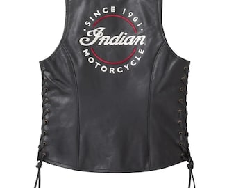 Indiase motorfiets leren vest zwart echt rundleer bikervest kant kant rijden gilet vintage motorfiets vest beste cadeau voor hem