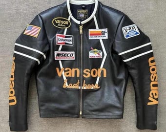 VTG Vanson Leathers Race Team Leather Bomber Jacket - Size XL - Etsy
