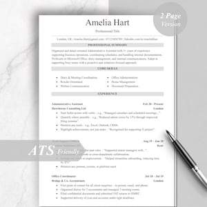 ATS Friendly Resume 2 Page, CV Template for Word & Google Docs, ATS Resume Template, Colourful Resume