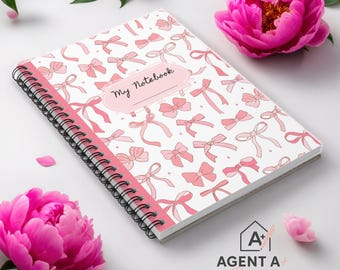 Bow Spiral Notebook: Pink Stationery Journal for Students