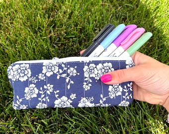 floral quilted pencil pouch