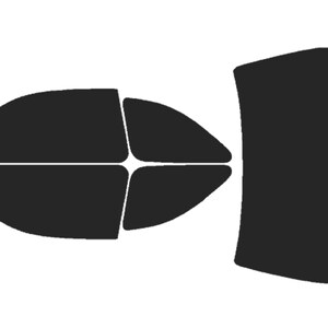 May include: A set of black pre-cut window tint film pieces for a vehicle. The shapes include pieces for the front and rear side windows, and the rear window. The pieces are designed to fit specific car models.