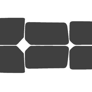 May include: A dark gray window tint kit, featuring pre-cut pieces for a vehicle's windows. The kit includes various shapes and sizes, designed to fit different window panels, offering a custom fit for automotive applications.