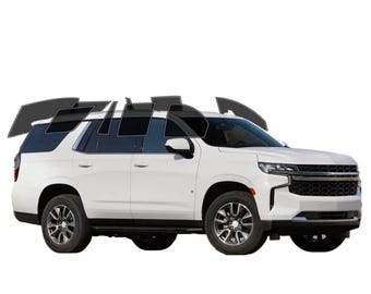Película precortada para ventanas de Chevy Tahoe de 4 puertas 2021-2026. Bloquea los rayos UV-IR. Película de doble capa para ventanas de autos. Mejora la privacidad y la comodidad.