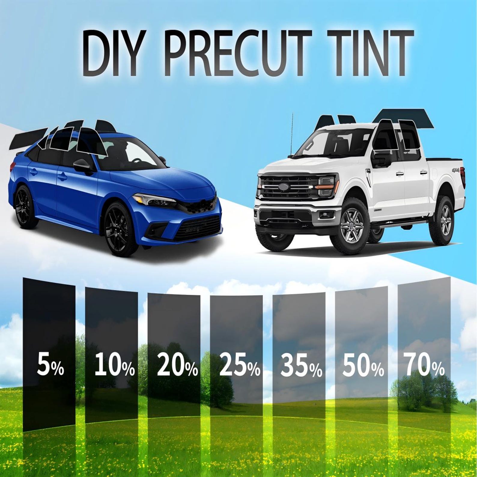 DIY Precut Window Tint Kit for Cars, Trucks & Suvs – Universal Fit ...