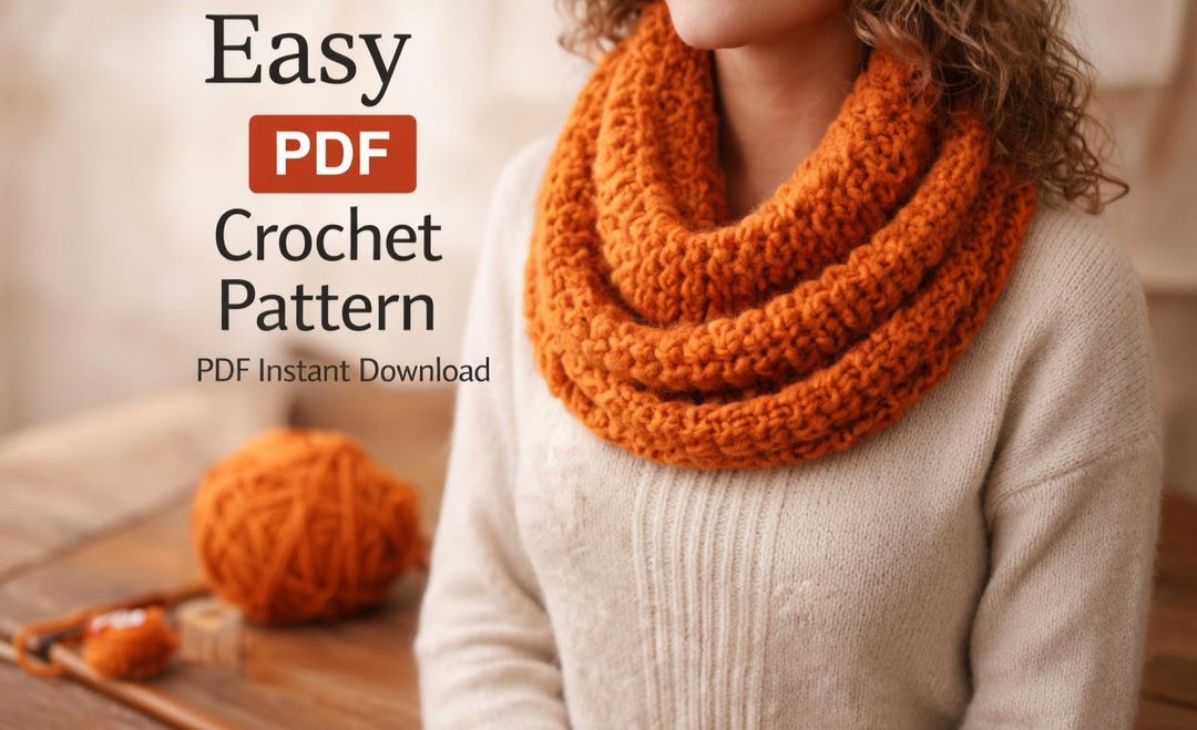 Easy Crochet Infinity Scarf Pattern PDF, Chunky Neck Cowl Crochet ...