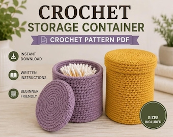 Patrón de cesta de almacenamiento a crochet, cesta de crochet con tapa, cesta redonda de almacenamiento en PDF, organizador para el hogar, descarga instantánea.