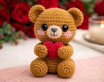 Patrón de crochet oso amigurumi en inglés PDF Manual / Peluche de animal hecho a mano Descarga digital