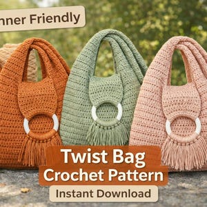 Patrón de bolso de hombro de ganchillo, patrón de bolso bandolera estilo hobo, patrón de bolso de ganchillo boho, patrón de bolso tote DIY, patrón de bolso de ganchillo hecho a mano