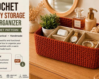 Patrón de caja organizadora de almacenamiento a crochet, patrón de cesta a crochet, organización del hogar en PDF, cesta de almacenamiento, decoración del hogar a crochet, descarga digital
