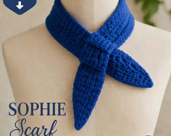 Patrón de ganchillo en PDF para bufanda Sophie, bufanda tipo bandana fácil para principiantes, patrón de bufanda de moda para el cuello, idea de regalo rápida, descarga digital.
