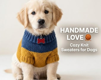 Patrón de suéter de punto para perro en PDF, suéter de punto fácil para cachorros, patrón de ropa para perros pequeños, jersey de punto para mascotas, descarga apta para principiantes.