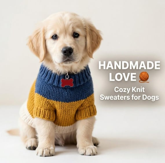 KNITTING DOG SWEATER Pattern Pdf, Easy Puppy Knit Sweater, Small Dog Clothes Pattern, Pet Jumper Knit, Beginner Friendly Download