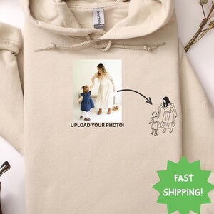 Custom Embroidered Sketch Portrait Hoodie: Personalized Memorial Gift