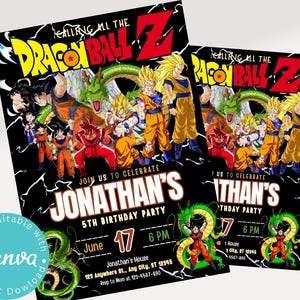 Dragon Ball Z Birthday Invite Template | Editable Canva Kids Party Card | Instant Digital Download Anime Style | Printable Party Design