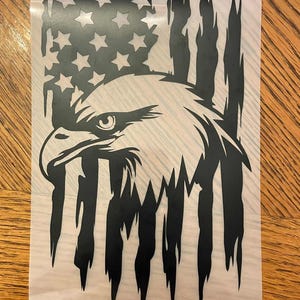 Bald Eagle American Flag Decal/ Patriotic Vinyl Sticker for Trucks, Cars, Windows, Laptops/ USA Military Veteran Gift