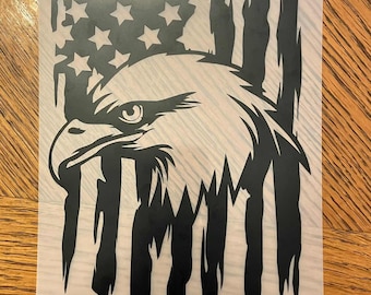 Bald Eagle American Flag Vinyl Decal: Patriotic Truck, Car, Laptop Sticker