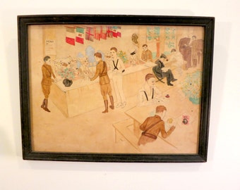 Antique World War I Watercolor Artwork