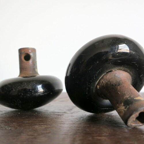 Antique Black Porcelain Knobs Etsy