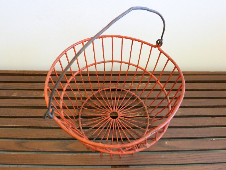 Antique Red Apple Picking Basket Etsy