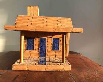 Vintage Handmade Matchstick Cottage with Drawer