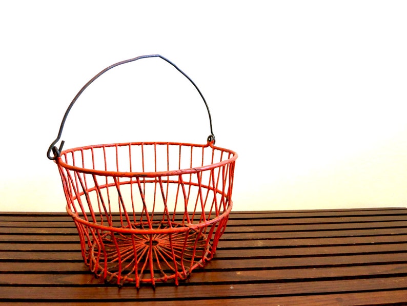 Antique Red Apple Picking Basket Etsy