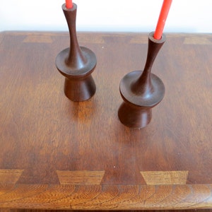 Mid Century Atomic Walnut Candlestick Pair image 3