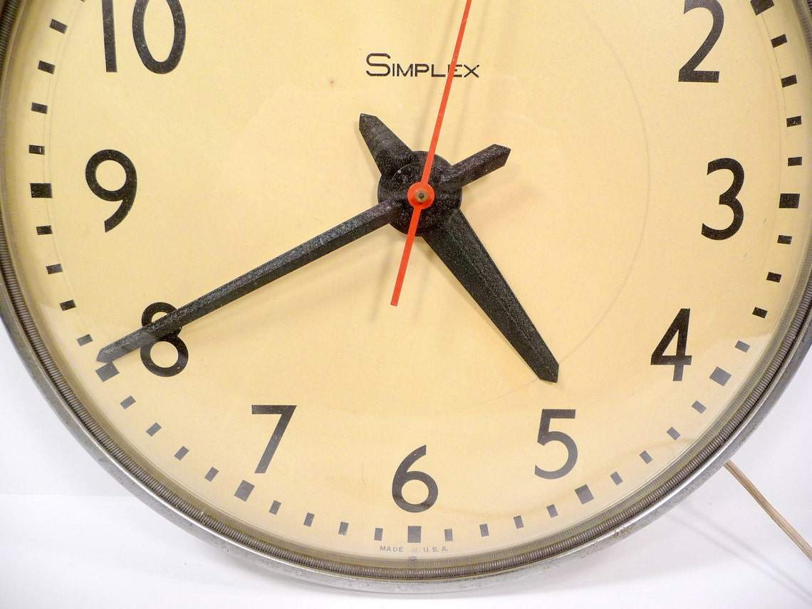 Vintage Simplex Schoolhouse Wall Clock Etsy