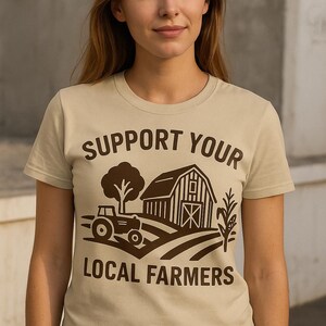 Support Local Farmers-T-shirt: kledingstukgeverfd, milieuvriendelijk T-shirt