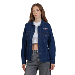 Embroidered Denim Jacket: Patriotic Unisex Fashion, Independence Day Gift