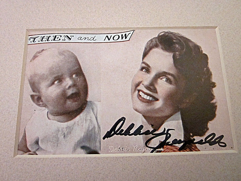 Hand Signed, Vintage Arcade Card Display, Now & Then Series, Hollywood Memorabilia, Movie Star, Silver Screen, Decor, Baby, Debbie Reynolds image 4